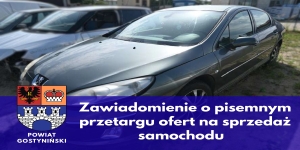 Zawiadomienie pisemnym przetargu ofert na sprzedaż samochodu