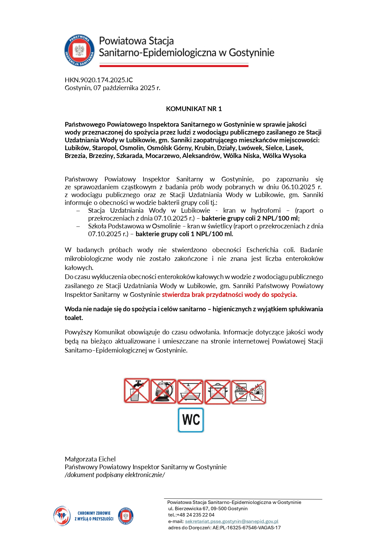 komunikat nr 1 brak przydatnoci wody Lubikw page 0001