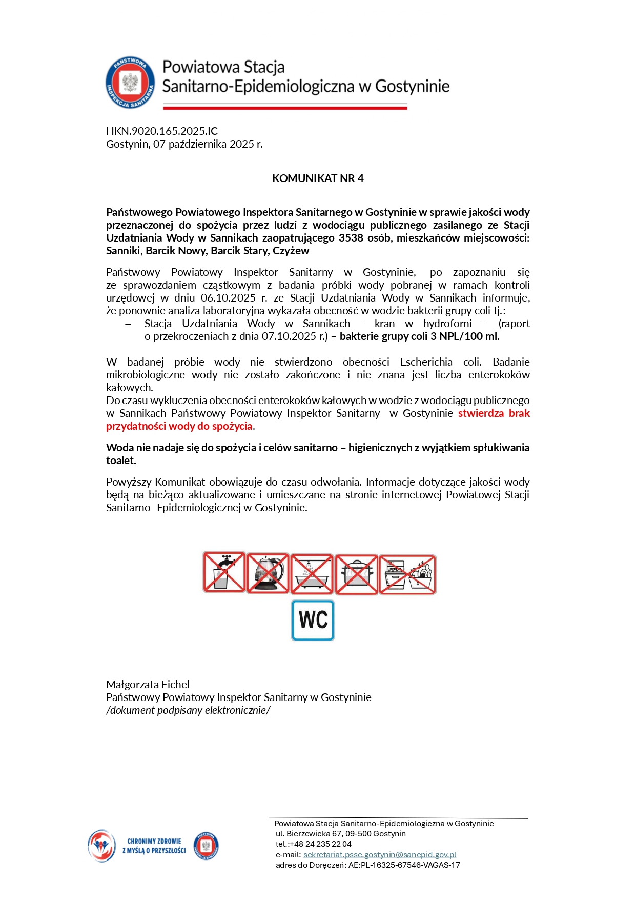 komunikat nr 4 brak przydatnoci wody Sanniki 2 page 0001