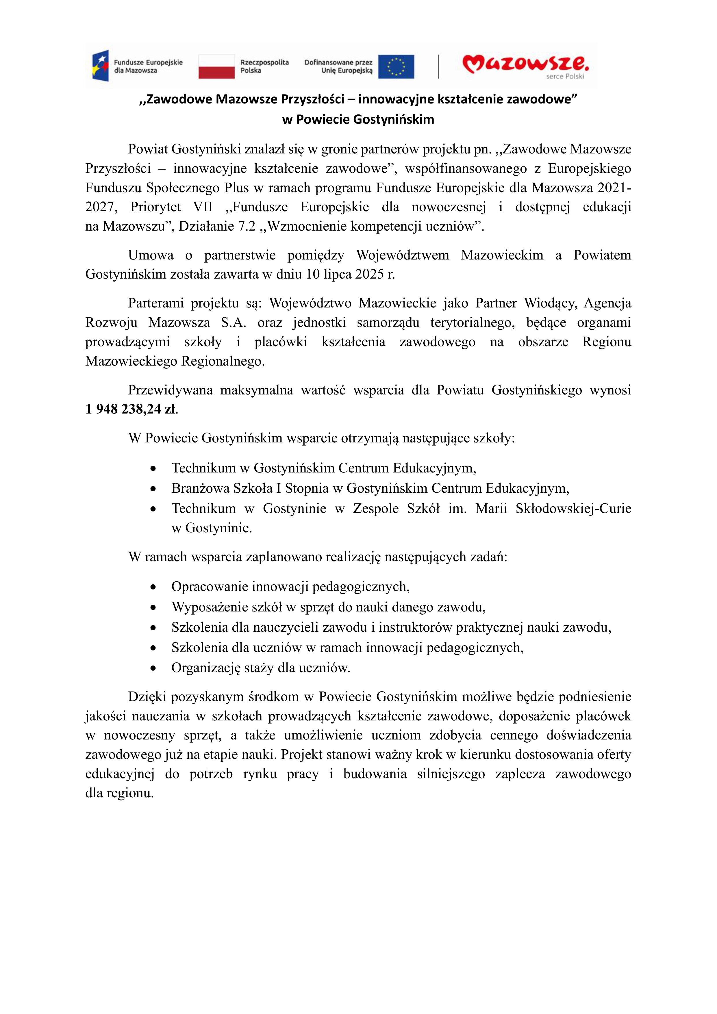 Notatka mazowsze zawodowe