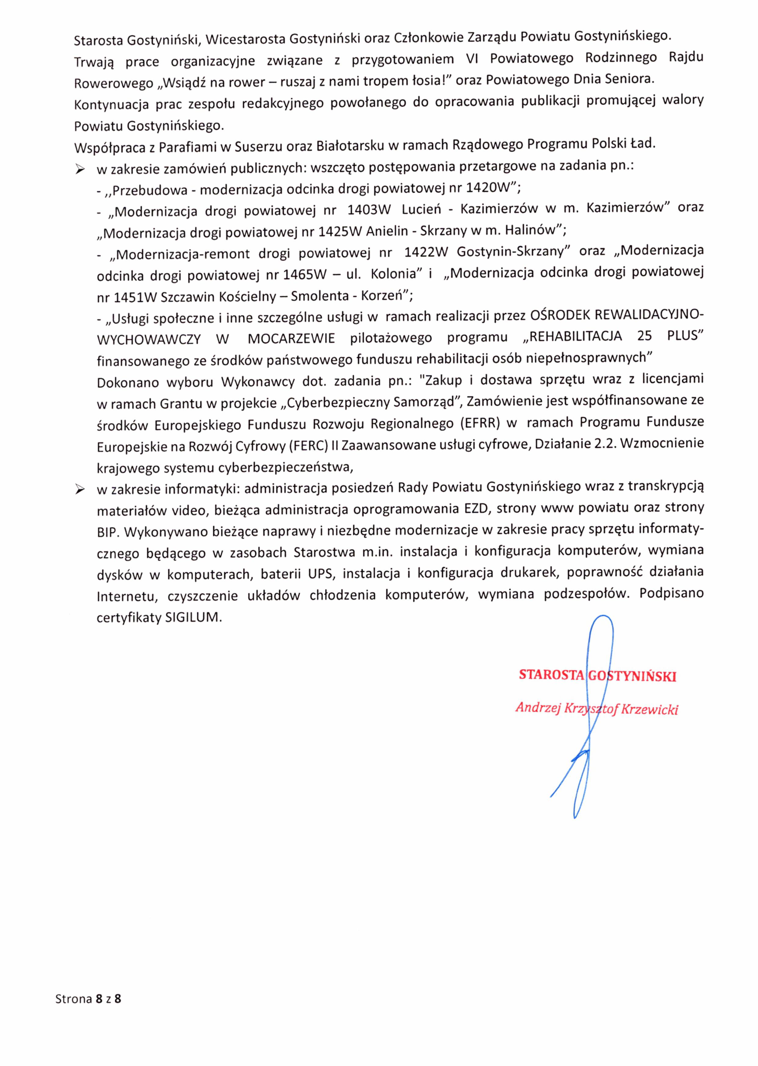 Sprawozdanie Starosty Gostyniskiego 1 obrazy 7