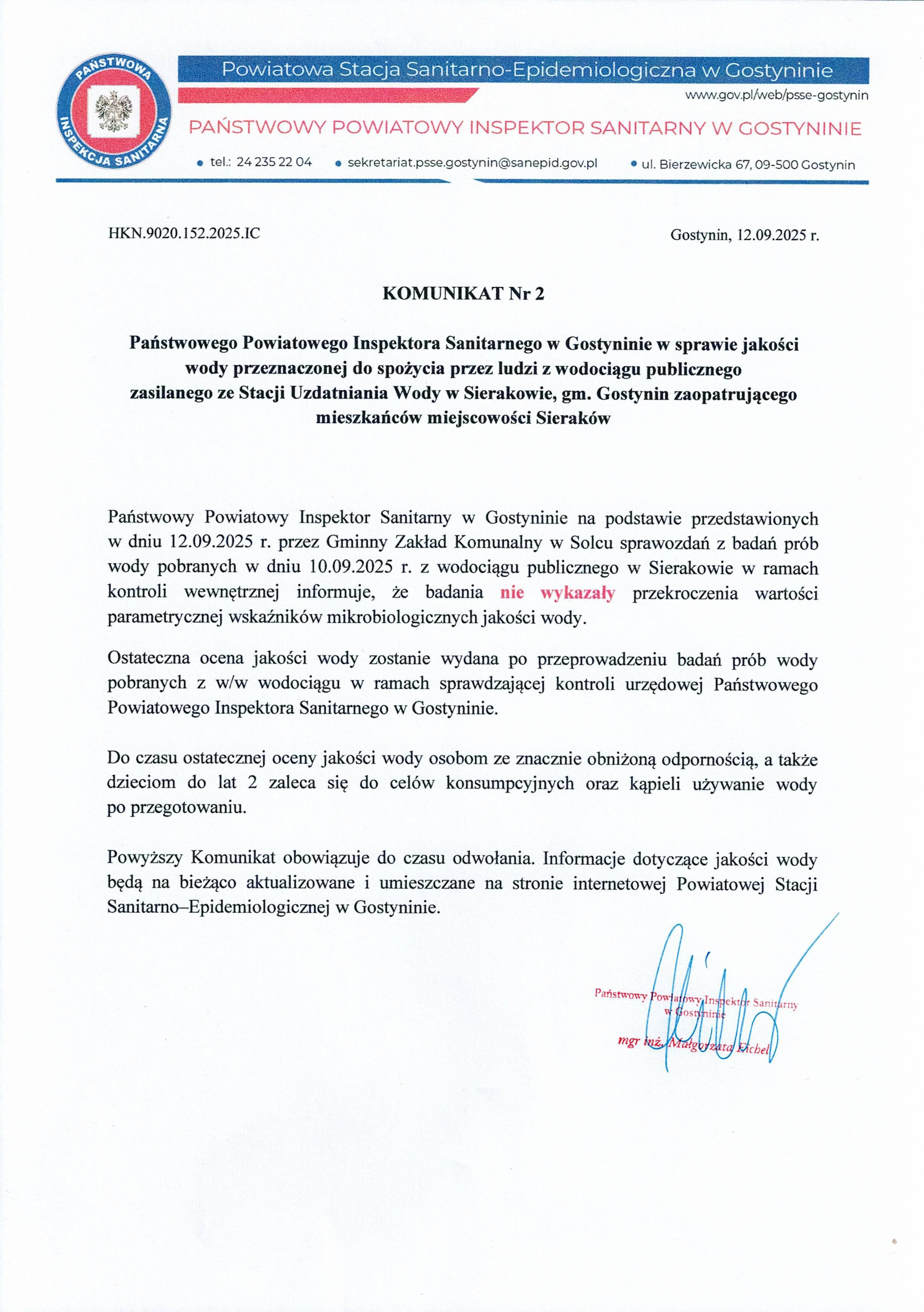 Komunikat nr 2 Sierakw