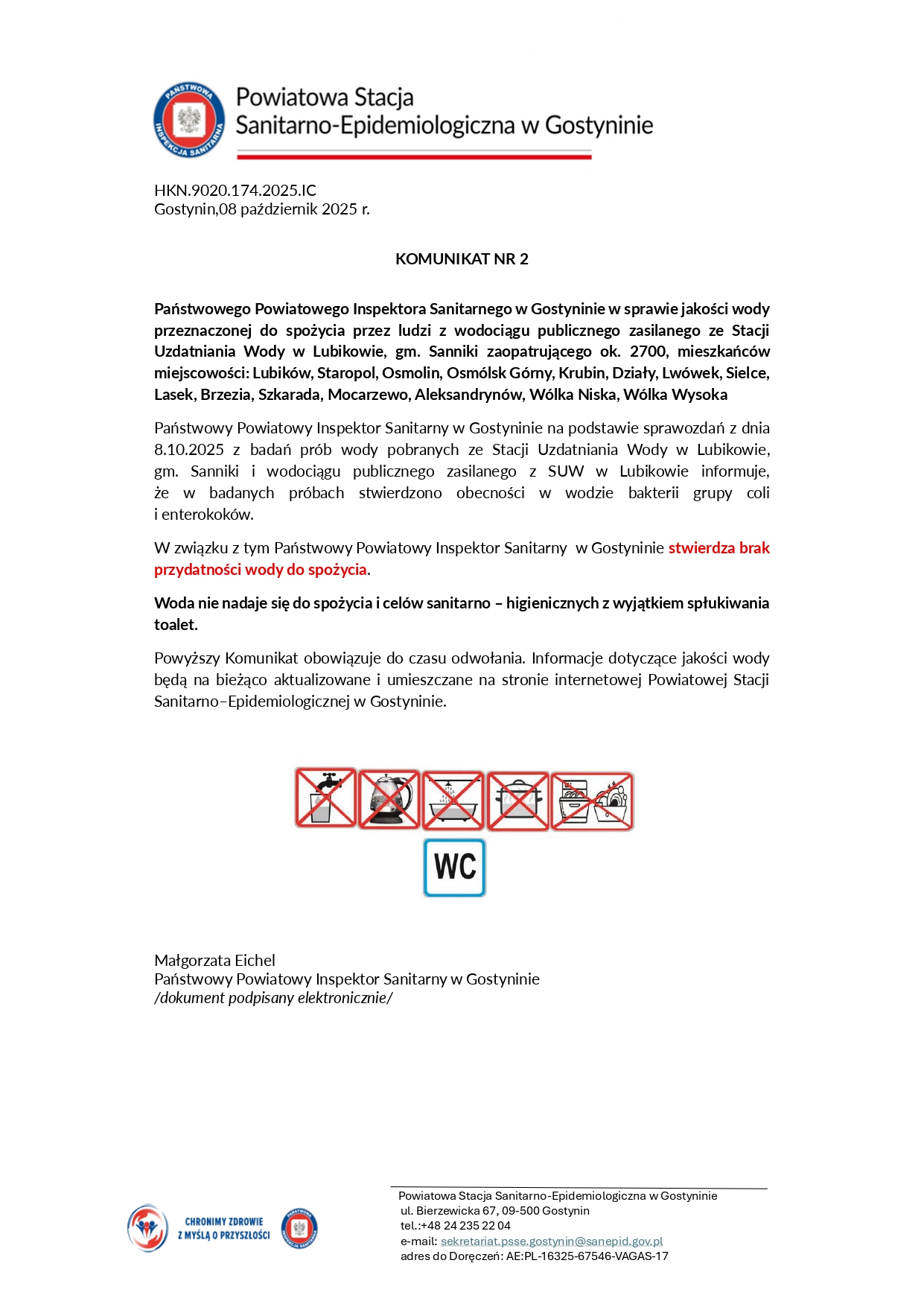 komunikat nr 2 brak przydatnoci wody LUBIKW page 0001